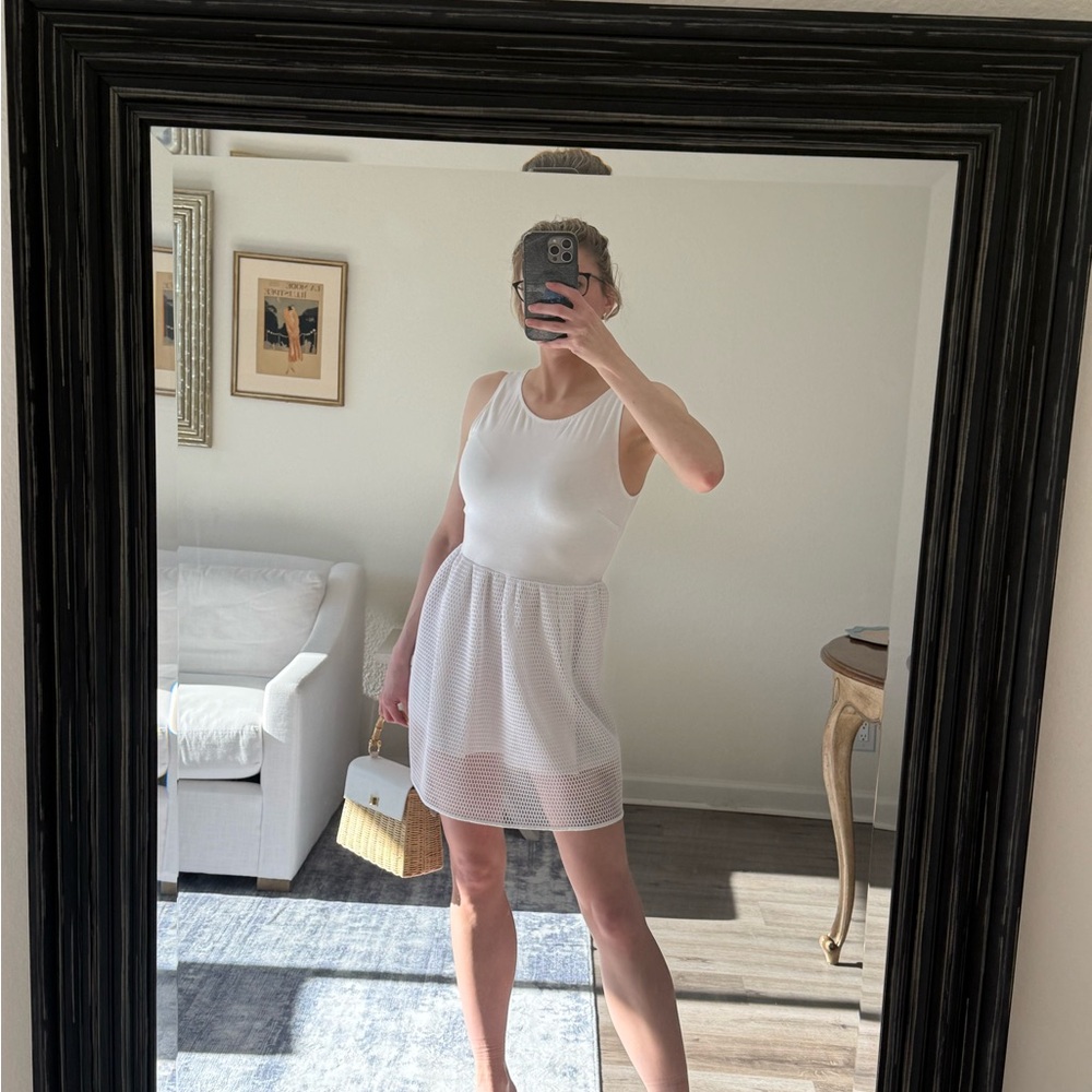 Aqua White Mesh Mini Dress size Small
